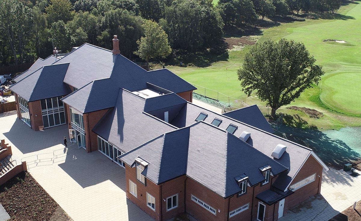 Whittington Golf Clubs new Clubhouse with Dreadnought Staffs blue smooth clay tiles
